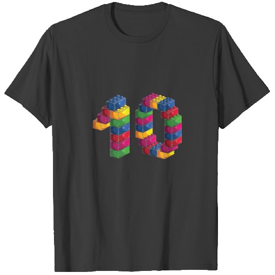 Builder 10 Year Old Building Blocks Birthday Brick T-shirt