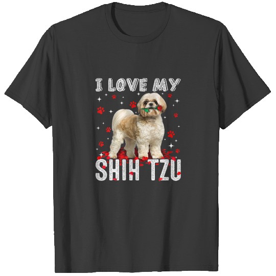 Discover Funny I Love My Shih Tzu Valentine Dog Lover T-shirt