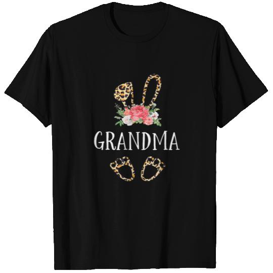 Floral Leopard Grandma Bunny Happy Easter Mother's T-shirt