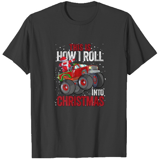 Dabbing Santa Claus Monster Truck Boys Funny Xmas T-shirt