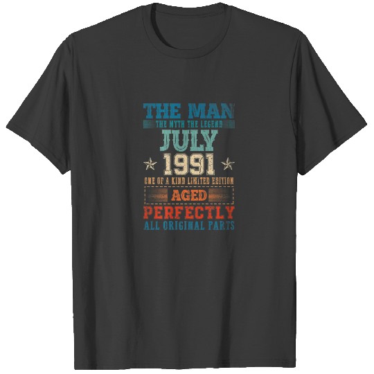 Discover 1991 Years Old Vintage July 1991 31Th Birthday Gif T-shirt