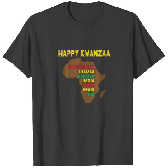 Discover Happy Kwanzaa Africa Map 7 Principles Celebration T-shirt