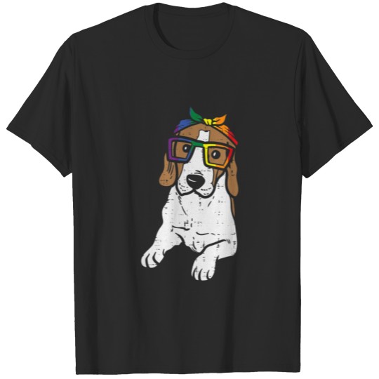 Discover Beagle Dog Bandana LGBTQ Rainbow Flag Gay Pride Al T-shirt