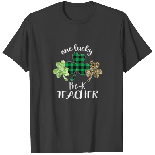 One Lucky Pre-K Teacher St Patricks Day Shamrock T-shirt