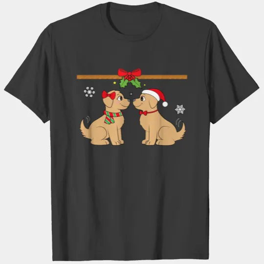 Puppy Love under the Mistletoe at Christmas T-Shir T-shirt