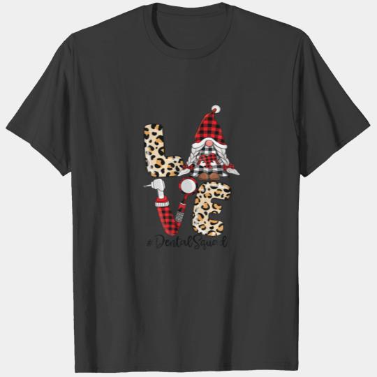 Dental Squad Gnomes Leopard Check Red Plaid Valent T-shirt