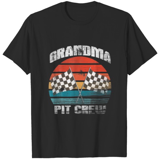 Discover Grandma Pit Crew Race Chekered Flag Vintage Racing T-shirt