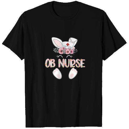 OB Nurse Easter Nurse Floral Bunny T-shirt