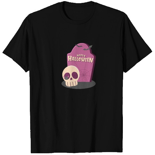 Halloween Headstone With Skull And Spider Web T-shirt