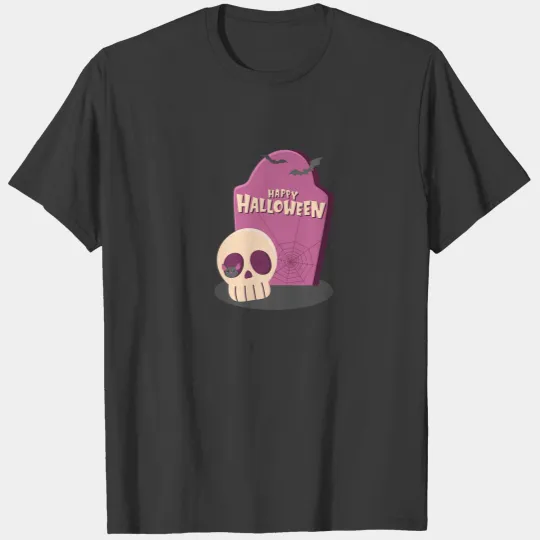 Halloween Headstone With Skull And Spider Web T-shirt