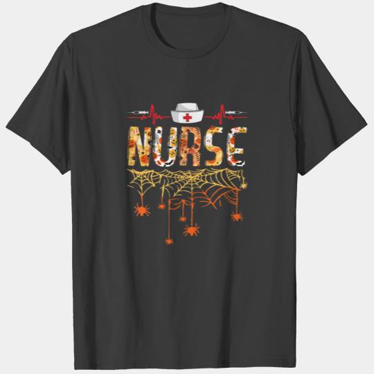 Nurse Halloween  With Pumpkin Boo Spider Witc T-shirt
