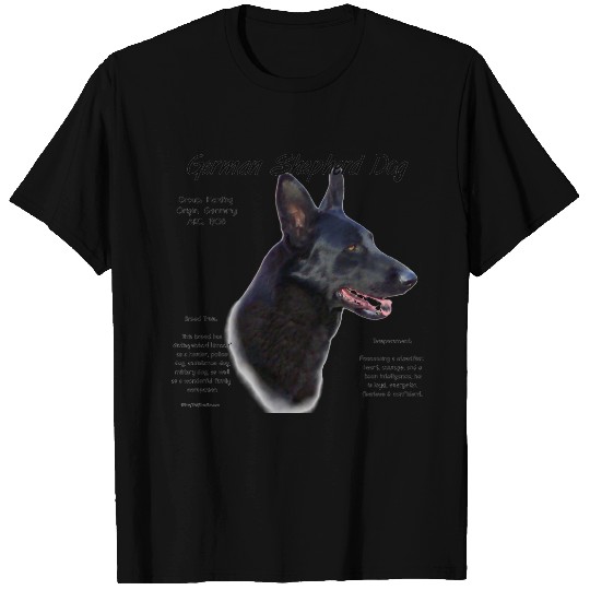 German Shepherd Dog (blk) History Design T-shirt
