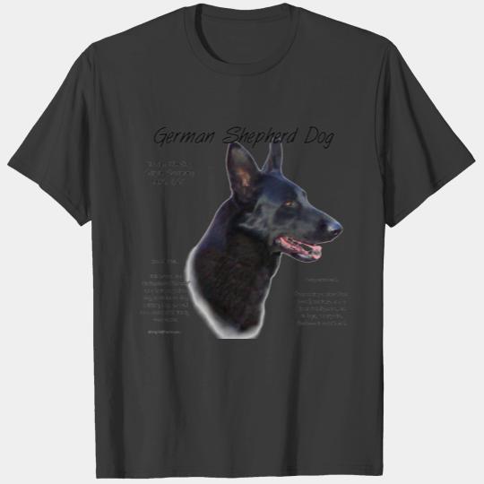 German Shepherd Dog (blk) History Design T-shirt