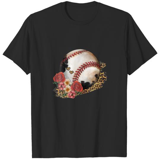 Discover Western Leopard Baseball With Flowers T-shirt