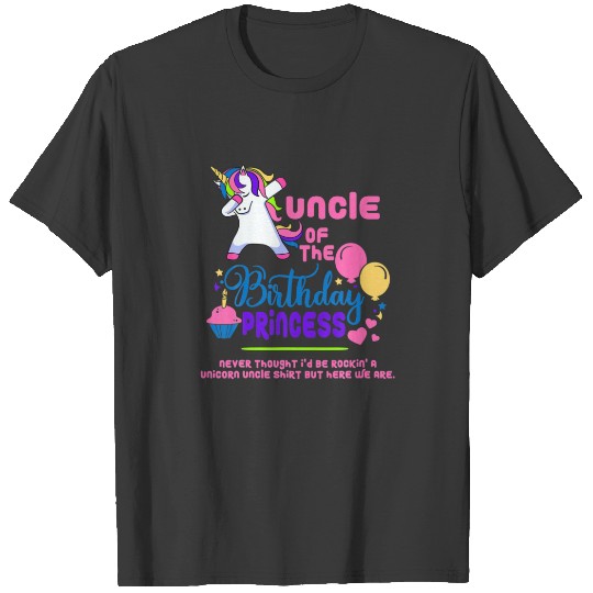 Mens Funny Uncle Of The Birthday Princess Dabbing T-shirt
