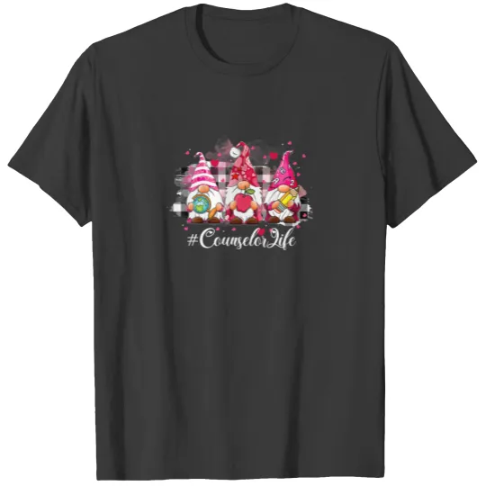 Plaid Funny Gnome Counselor Life Valentines Day Ma T-shirt
