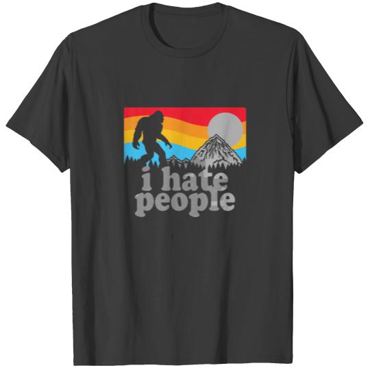 Retro Camping, Bigfoot Sasquatch I Hate People T-shirt