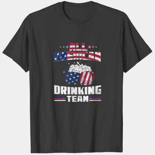 4Th Of July Drinking Apparel US Beer Glass Alcohol T-shirt