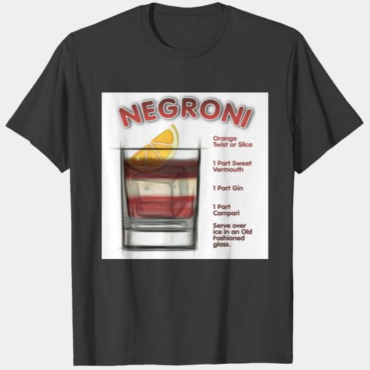 NEGRONI Cocktail Recipe Art T-shirt