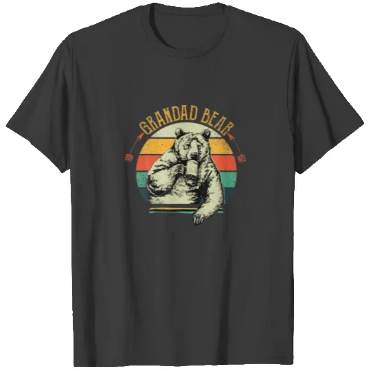 Mens Vintage Grandad Bear Funny Fathers Day T-shirt