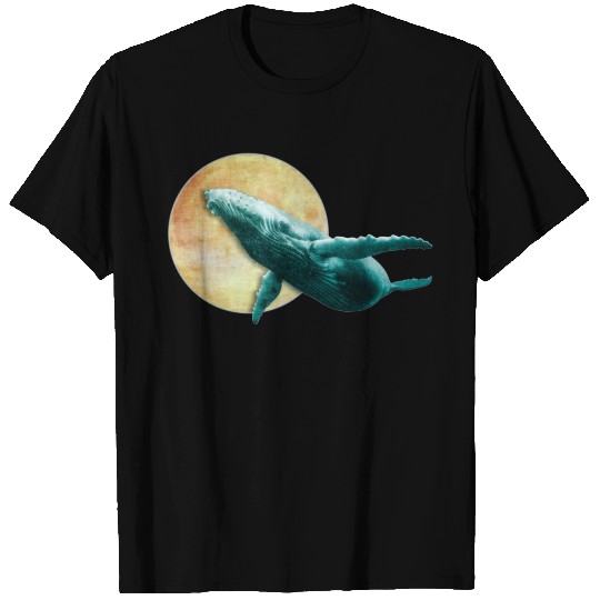Humpback Whale Flying to The Moon T-shirt