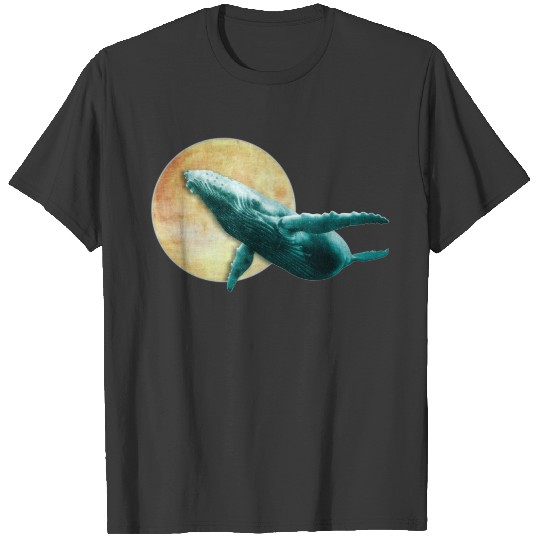 Humpback Whale Flying to The Moon T-shirt
