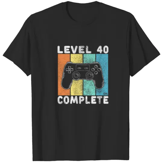Mens 40Th Birthday Men Gaming Level 40 Complete 40 T-shirt