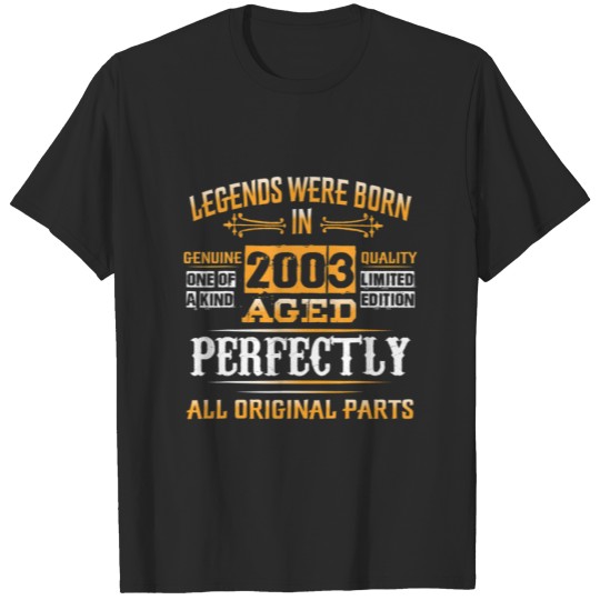 Discover 19Th Birthday Gift Vintage Legend Born In 2003 19 T-shirt