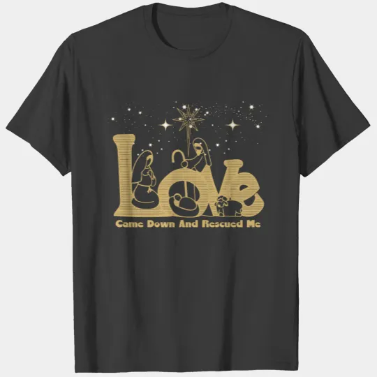 Christian Family Christmas Nativity Scene Gold T-shirt