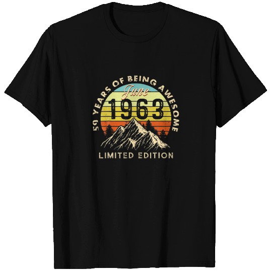 Vintage Made In 1963 Born June 1963 59Th Birthday T-shirt