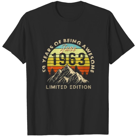 Vintage Made In 1963 Born June 1963 59Th Birthday T-shirt