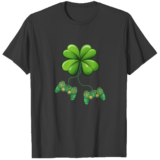 Kids St Patrick's Day Boys Gamer Shamrock Video Ga T-shirt