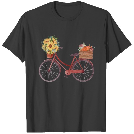 Vintage Bicycle with Pumpkin and Sunflowers T-shirt