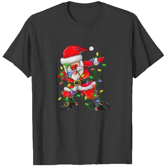 Dabbing Santa For Boys Girls Christmas Tree Lights T-shirt
