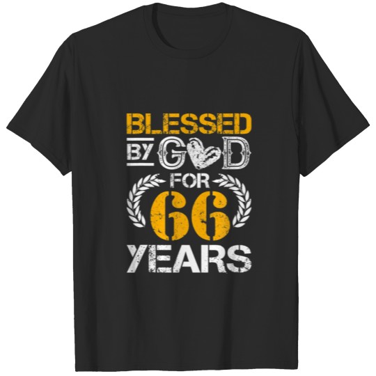 Discover Vintage Blessed By God For 66 Years Happy 66Th Bir T-shirt