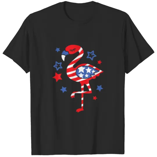 Flamingo American USA Flag 4Th Of July Patriotic F T-shirt