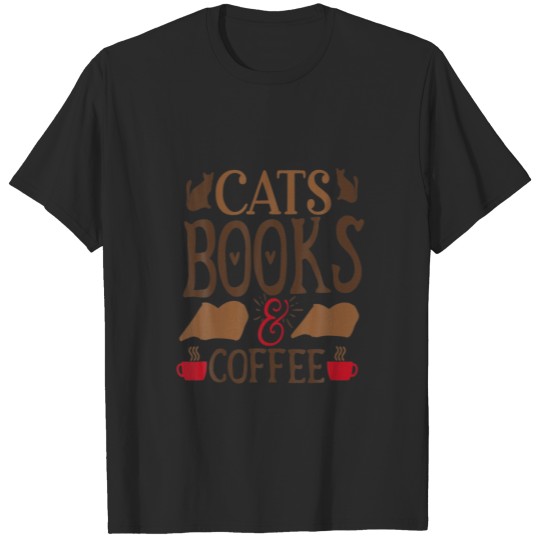 Discover Cats Books And Coffee Cat Lovers T-shirt