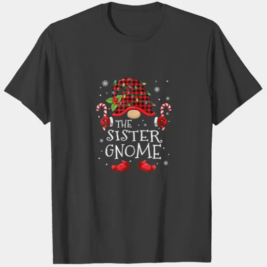 Sister Gnome Buffalo Plaid Christmas Tree Family X T-shirt