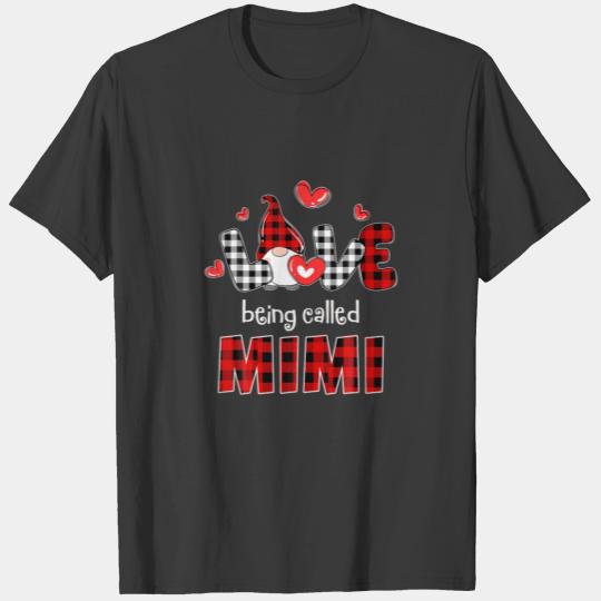 Love Being Called Mimi Gnome Red Plaid Valentine's T-shirt
