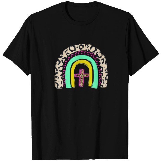 He Is Risen Leopard Rainbow Christian Jesus Easter T-shirt