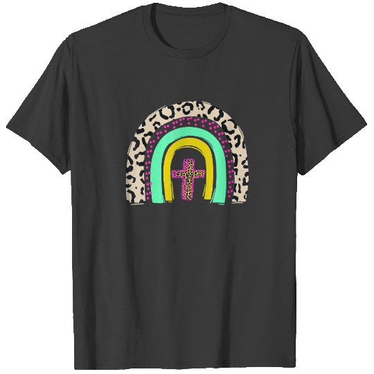 He Is Risen Leopard Rainbow Christian Jesus Easter T-shirt