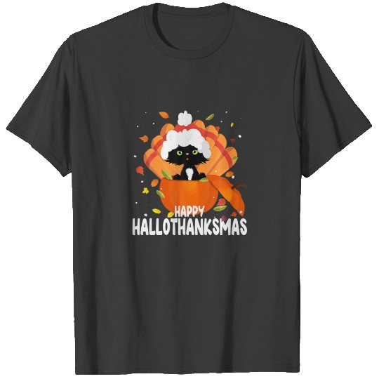Happy Hallothanksmas Thanksgiving Halloween Cute K T-shirt