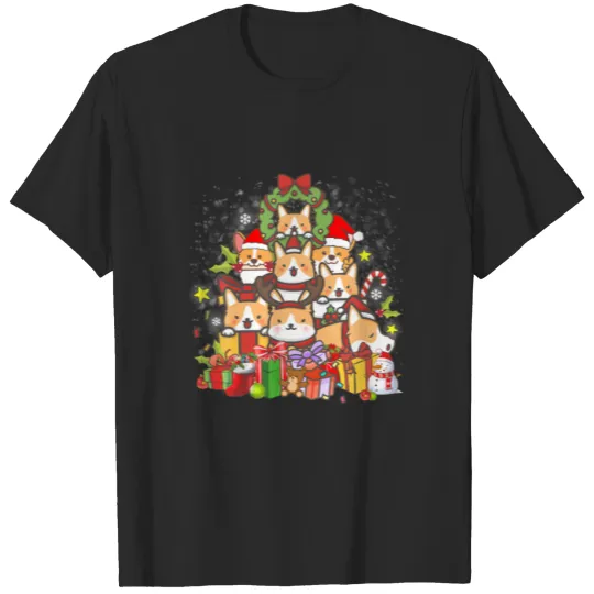 Discover Corgi Christmas Tree Lights Funny Dog Lover Pajama T-shirt