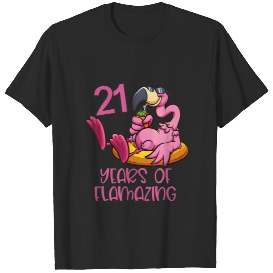 21St Birthday 21 Years Of Flamazing Flamingo Beach T-shirt