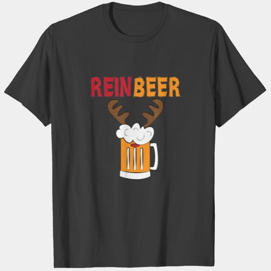 Reinbeer Funny Christmas Beer Lover Reindeer Drink T-shirt