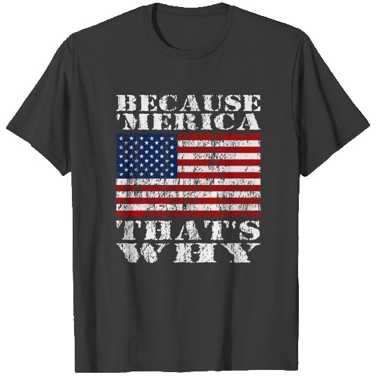 Because 'MERICA Thats Why Distressed US Flag T-shirt