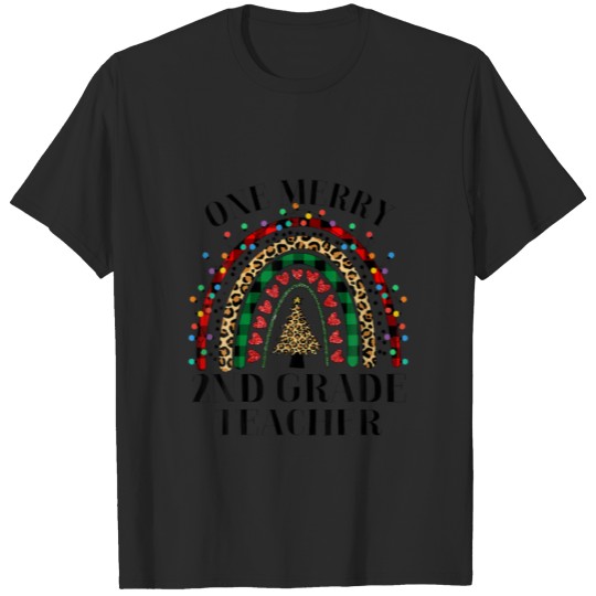Discover Rainbow One Merry 2Nd Grade Teacher Christmas Fami T-shirt