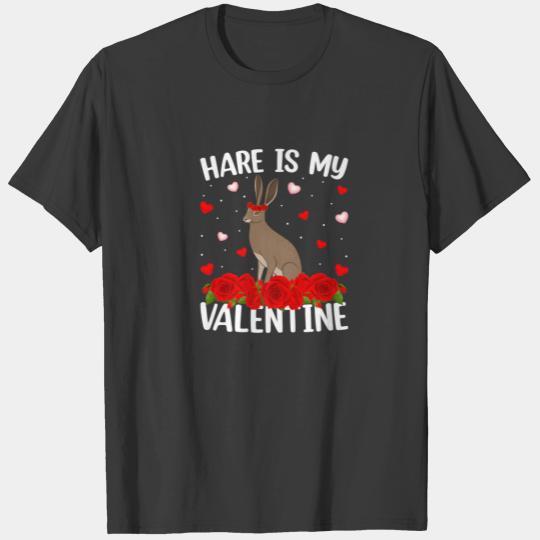 Hare Lover Red Rose Flower Heart Hare Valentine's T-shirt