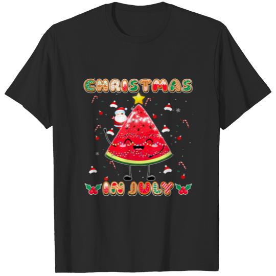 Discover Christmas In July Cute Watermelon Tree Santa Summe T-shirt