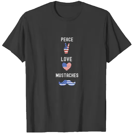 Funny 4Th Of July Children's , Peace Love Mustache T-shirt